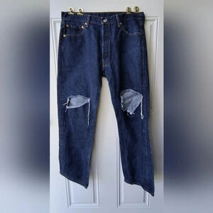 Levi's Men's Classic Straight 501 Button Fly Dark Wash Denim Jeans, Size 36X32